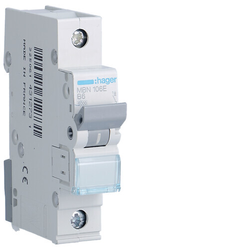 hager Mcb mbn106e 1x6a b-curve 6ka