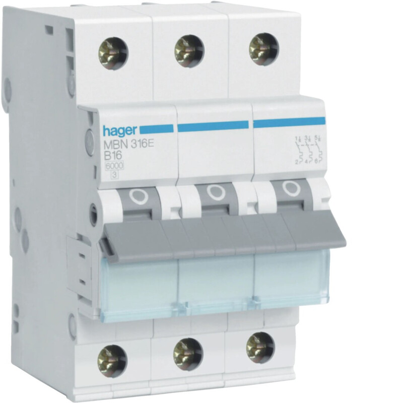 MCB MBN316E 3X16A B-CURVE 6KA