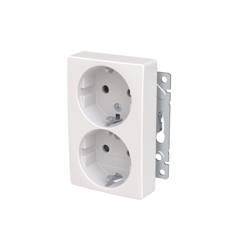 abb Socket-outlet saga 2-gang/16a/ip21 50 pcs