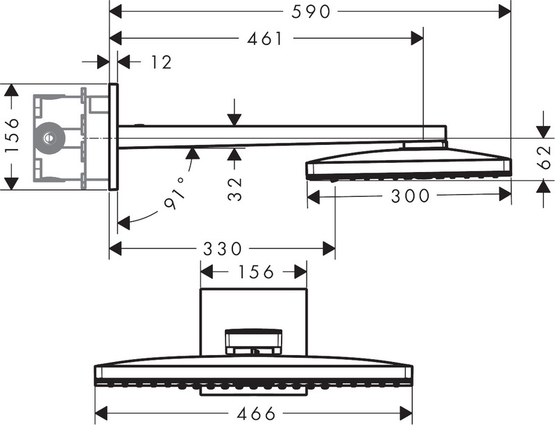 hansgrohe Piiloasennushana hansgrohe 24017400 rainmaker yläsuihku