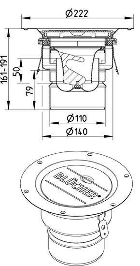 blücher Lattiakaivo multi sääd. rst 110 pysty sis.vesilukko