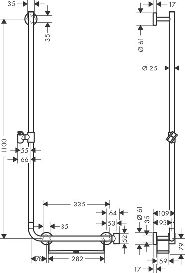 hansgrohe Suihkutanko hansgrohe 26403400 yhdist.tukitanko 1100