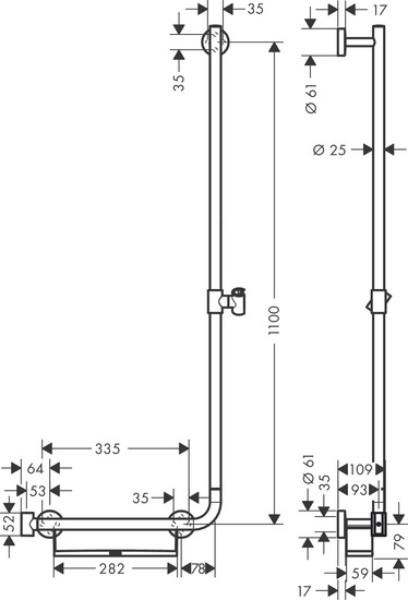 hansgrohe Suihkutanko hansgrohe 26404400 yhdist.tukitanko 1100