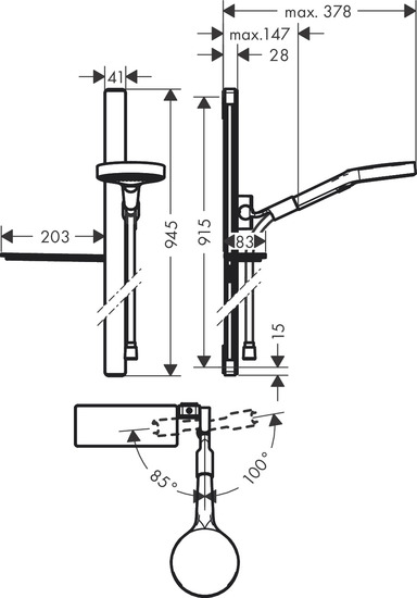 hansgrohe Duschset hansgrohe 27671000 rainfin 130 3jet kro