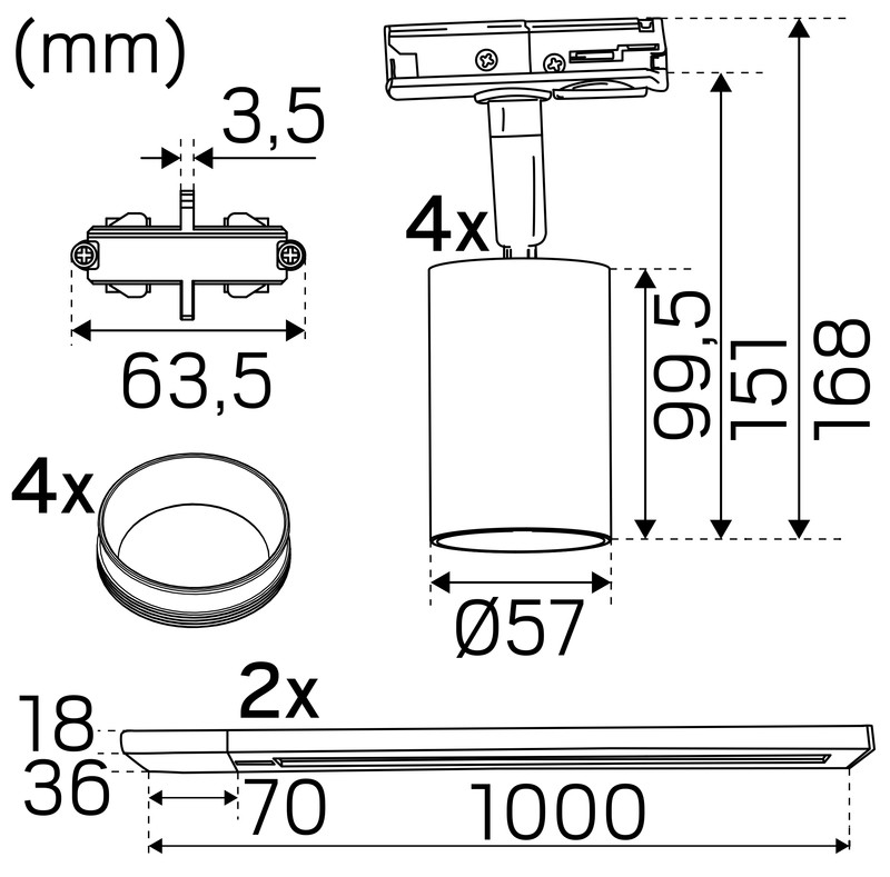 hide-a-lite Sl track focus gu10 kit 1p bla