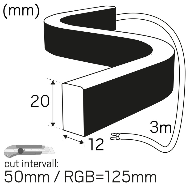 hide-a-lite Led-ljusslinga ledstrip 24v neons ip67 3k 5m