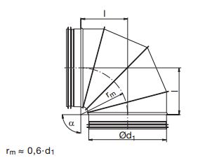 ets nord Ventilation  böj ultra kort bkfu 630 90