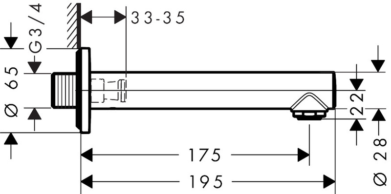hansgrohe Utloppspip hansgrohe 72410000 talis s badkar