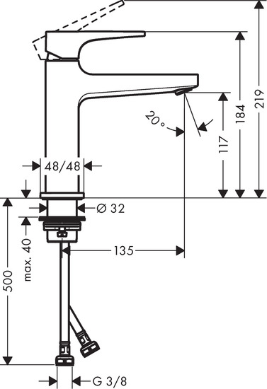hansgrohe Basin mixer hansgrohe 74507000 metropol loop 110 po