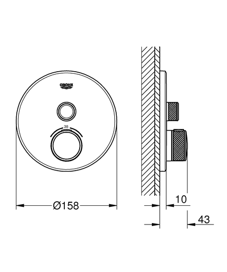 grohe Piiloasennushana grohe 29118000 grt smartcontrol