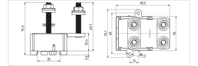 ouneva Haaroitusalusta ouneva cu 35-240/16-185mm2 2r, 750v