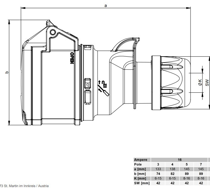 onnline Power connector onnjpr 16a 5-nap 6h 400v ip44