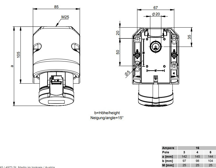onnline Power socket outlet obpr 16a 5-nap 6h 400v ip44
