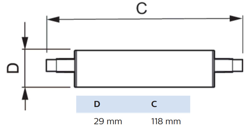 philips Led linear r7s 118mm 830 1600lm 100w=14w