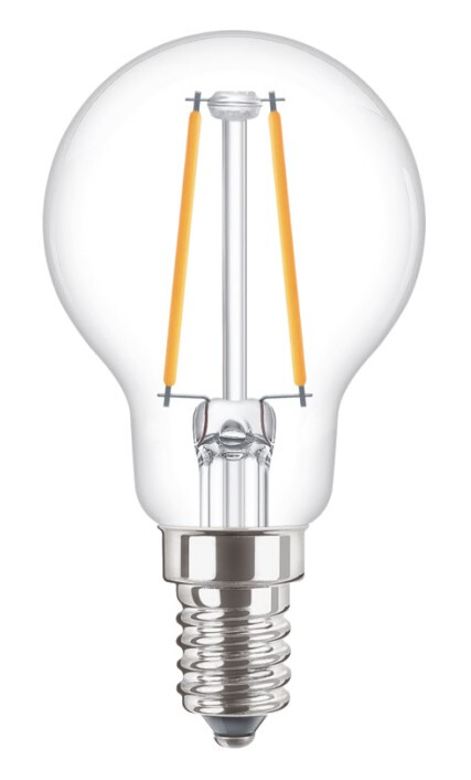 LED LUSTER E14 827 250LM 25W=2W P45 CL