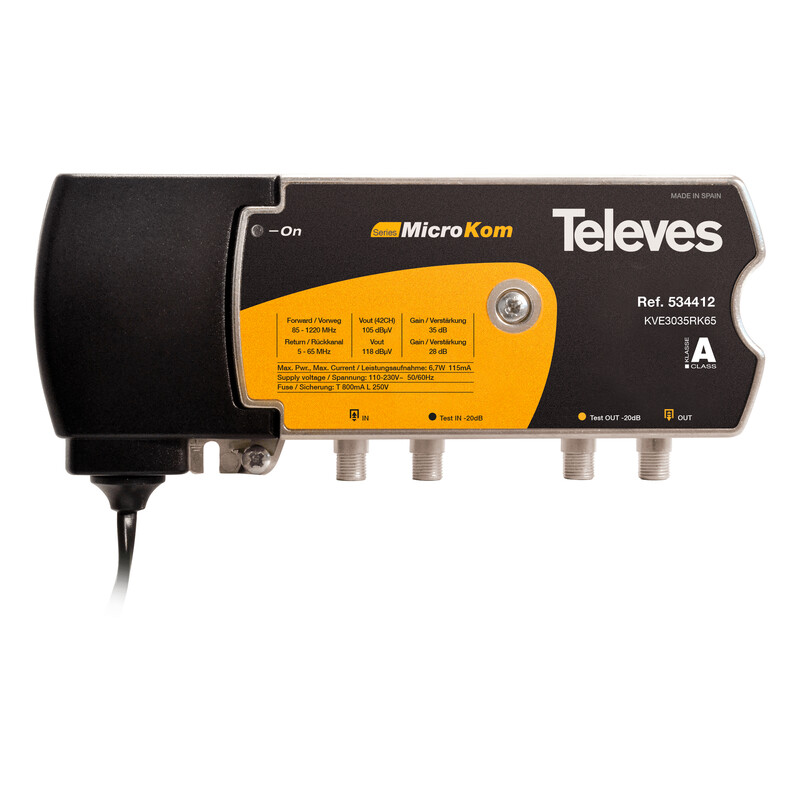 DISTRIBUTIONSFÖRSTÄRKARE 5-65MHz 28dB / 85-1220MHz 35dB