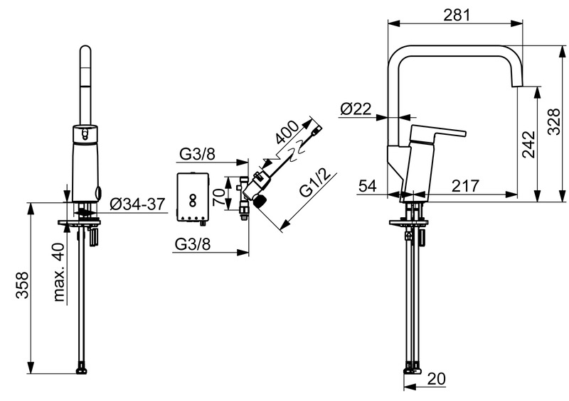 oras Kitchen mixer oras 2734fhn-33 optima style dwv 3v