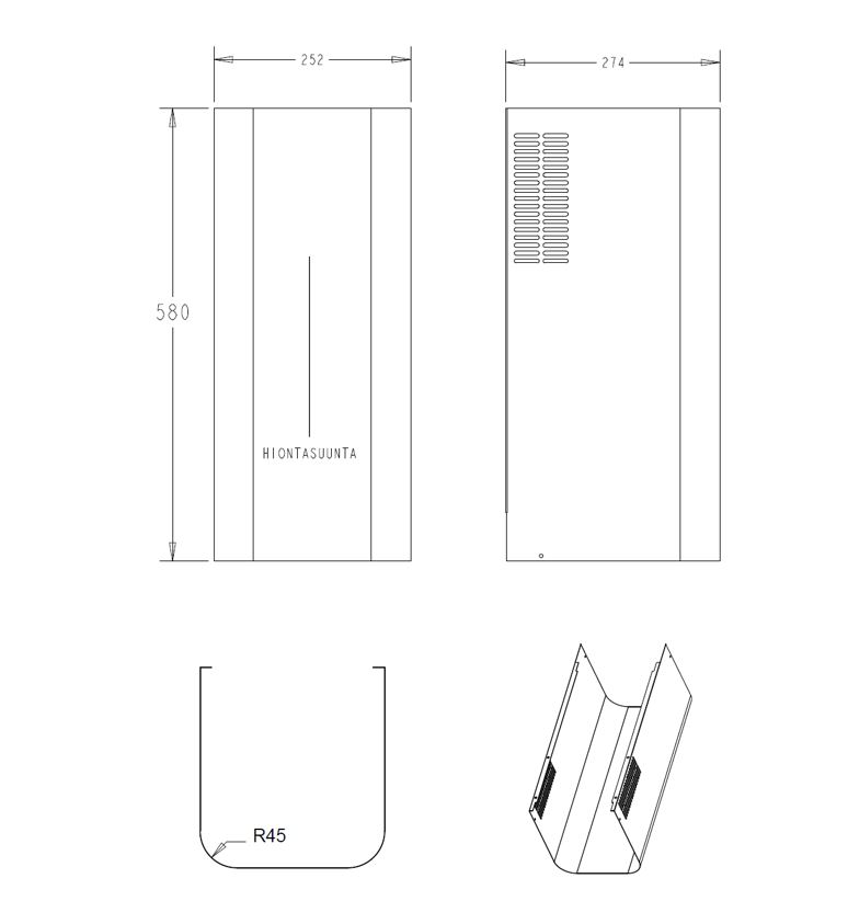 DUCT EXTENSION SAVO PS-R45 155CM MATTBLACK