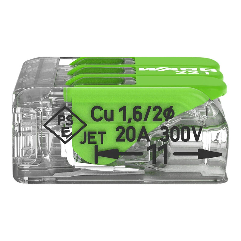 wago Compact splicing connector 221-423 green, 3-p, 0.2-4mm2