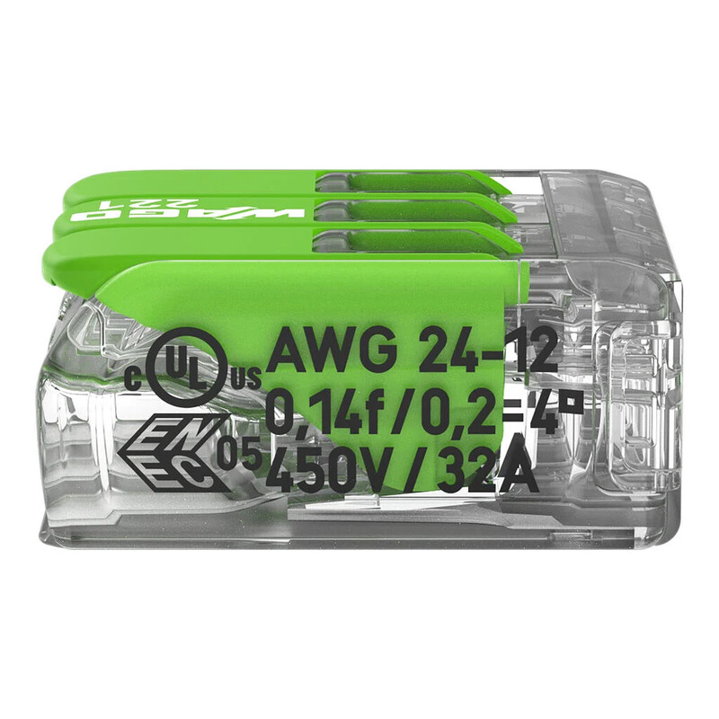 wago Compact splicing connector 221-423 green, 3-p, 0.2-4mm2