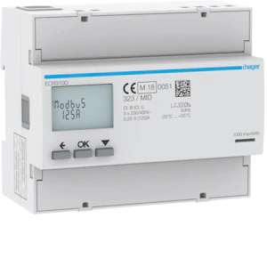 hager Energy meter mid modbus ecr310d 3ph direct 125a 6m