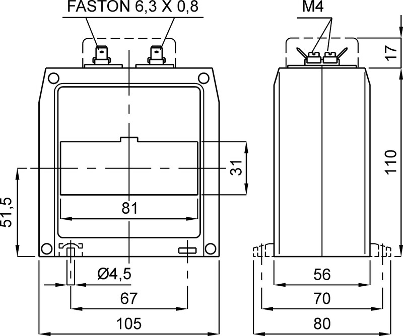 frer Current transformer tat081 31x81 800/1 10va cl0.5