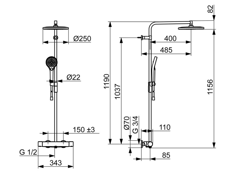 oras Blandare med takdusch 7192n-80 optima style steel