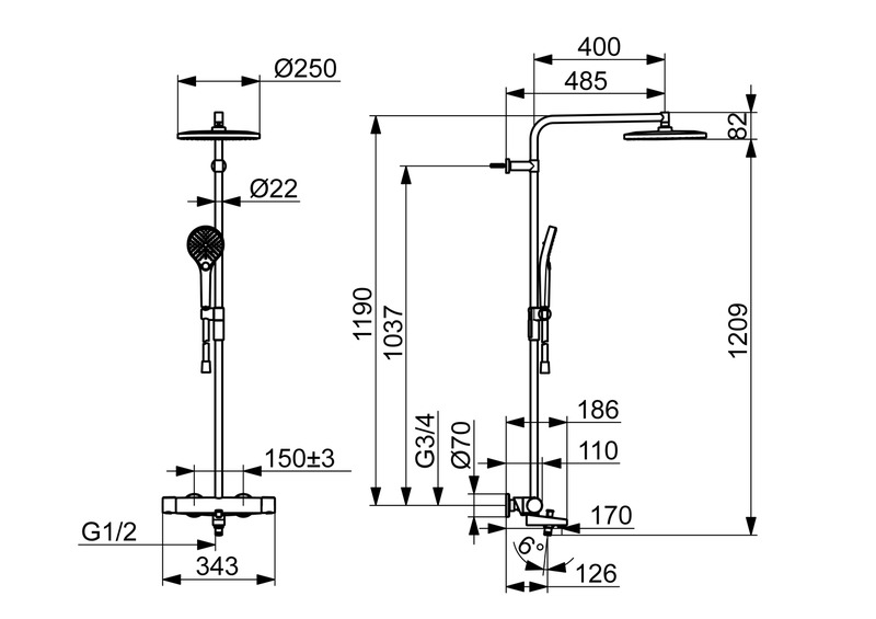 oras Shower system oras 7193n-81 optima style bronze