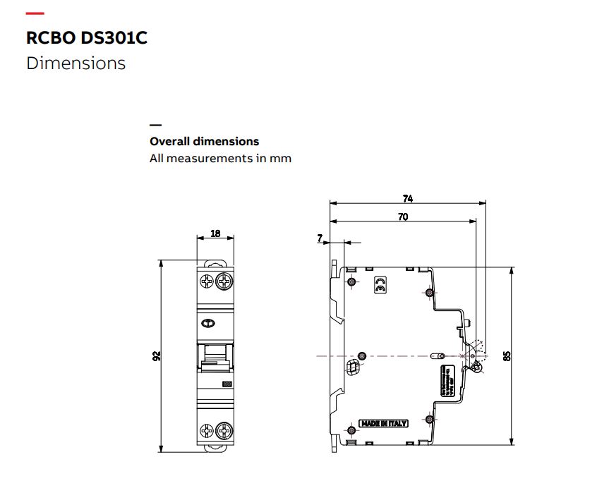 abb Personskyddsbrytare ds301c 2-polig b-karakt. 10a 30ma 1mo