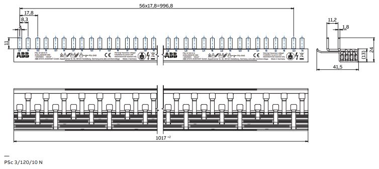 abb Busbar ds301c 4-pole 58 modules