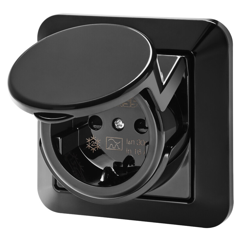 FAULT CURR.PROT. SOCKET-OUT GW95524N IP44 BLACK