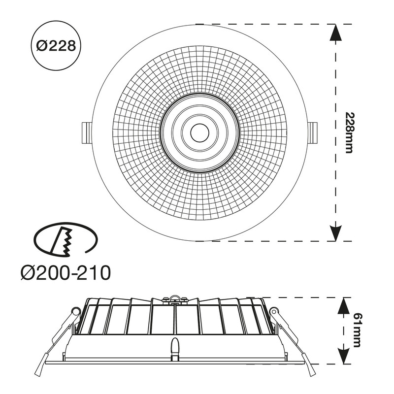 slc Downlight armatur slc shift 200-210 3k/4k ip54 nd sv