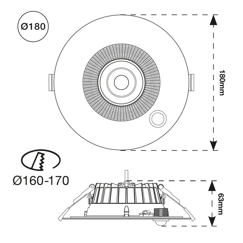 slc Downlight armatur slc shift pir 160-170 3k/4k ip54 vi