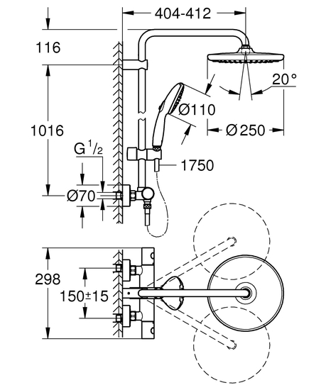 grohe Shower system grohe 268332431 tempesta 250