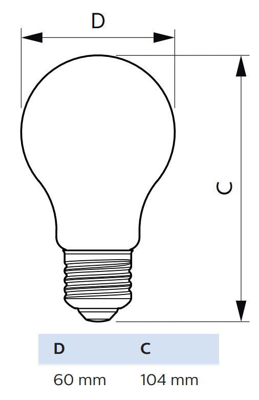 philips Led bulb e27 827 470lm 40w=4.3w a60 cl