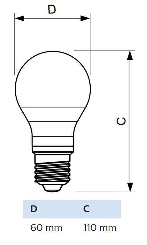 philips Led bulb e27 827 470lm 40w=4.5w a60 fr