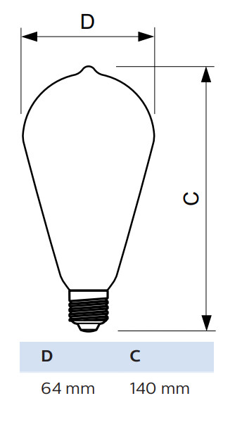 philips Led-standardlampa e27 827 806lm 60w=7w st64 cl