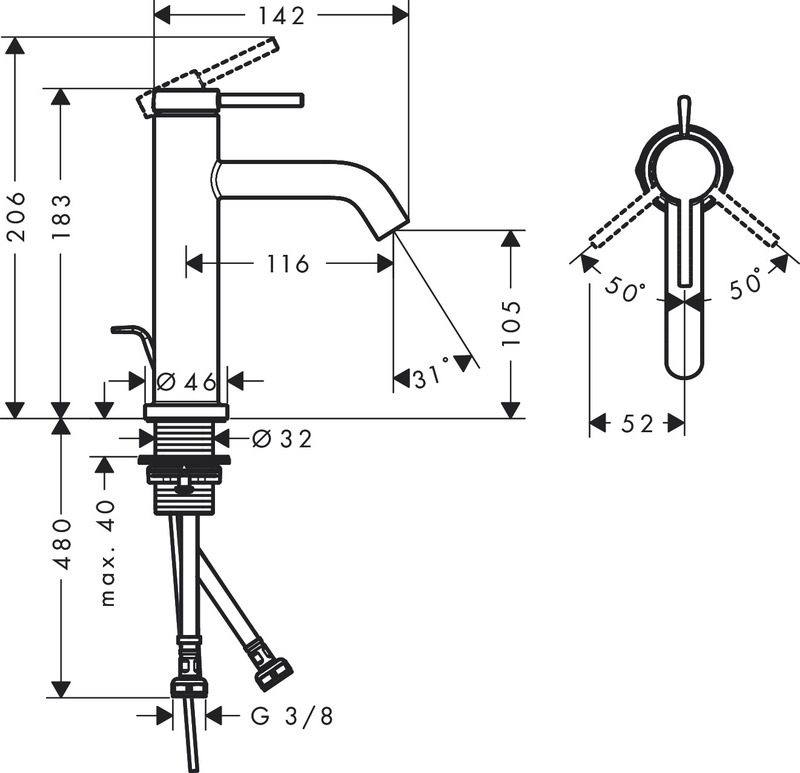 hansgrohe Tvättställsblandare hansgrohe 73310000 tecturis s 110 chrome