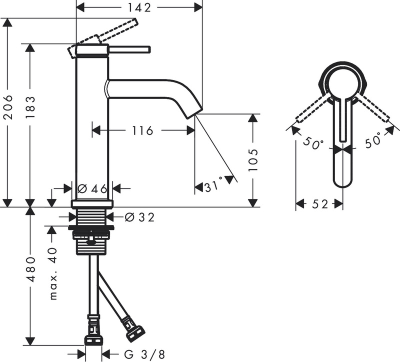 hansgrohe Pesuallashana hansgrohe 73311000 tecturis s 110 kromi