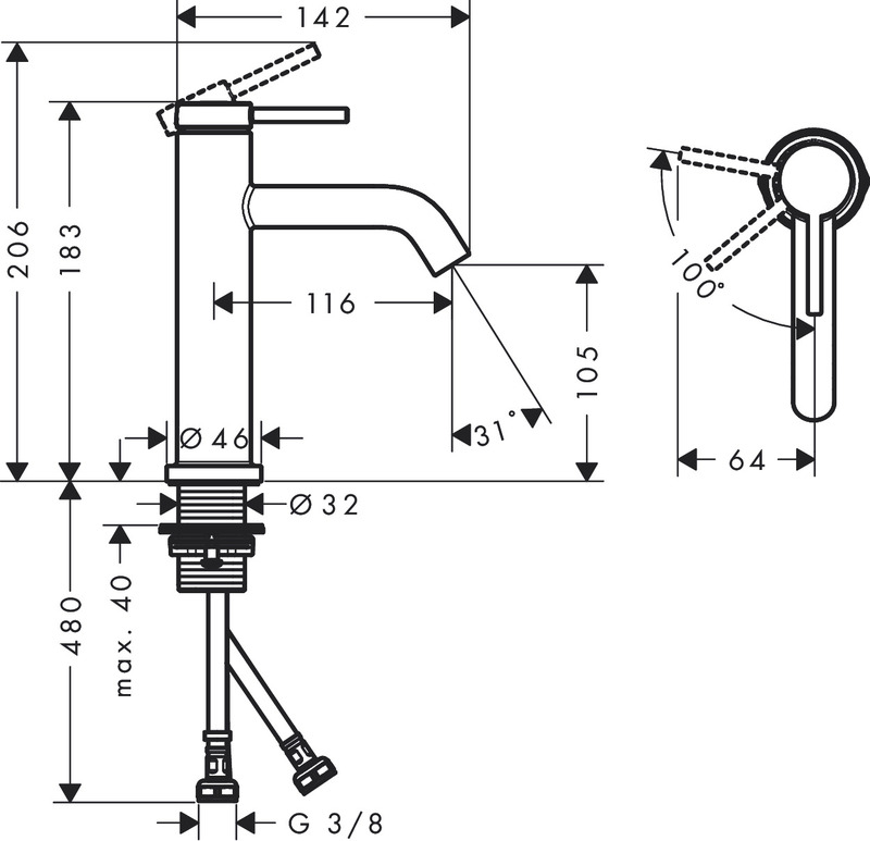 hansgrohe Basin mixer hansgrohe 73317140 tecturis s 110 bronze