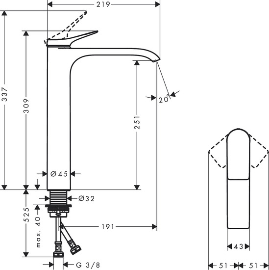 hansgrohe Pesuallashana hansgrohe 75042700 vivenis 250 valk