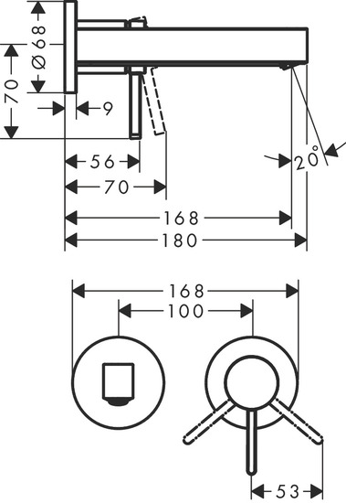 hansgrohe Pesuallashana hansgrohe 76051700 finoris seinä valk