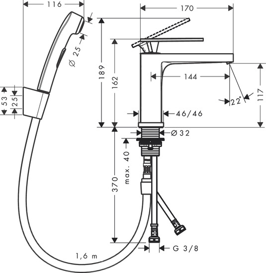 hansgrohe Tvättställsblandare hansgrohe 73210000 tecturis e110 bid kro