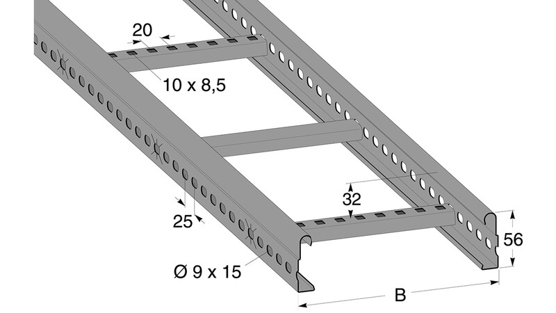 mp bolagen Cable ladder 6 m 106ls6 fe c2 ezn 600x56x6000
