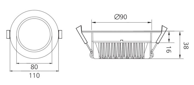 arten Downlight nova ip44 1030lm 13w 3cct 110 da w