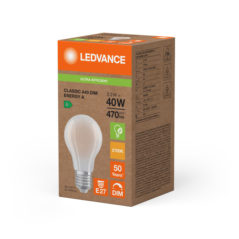 ledvance Led-lampa super-efficient cla 2w/827 470 e27 dim fr ela