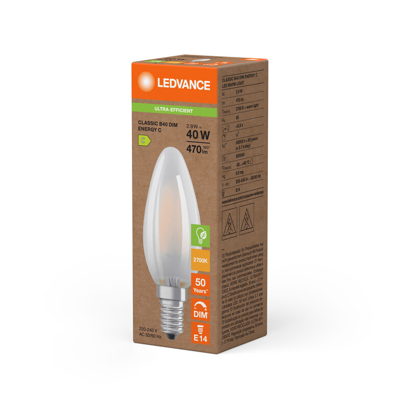 ledvance Kronlampa super-efficient clb 3w/827 470 e14 dim fr elc