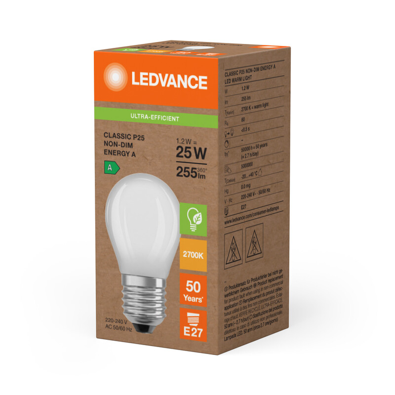 ledvance Pienkupulamppu super-efficient clp 1,2w/827 250lm e14 fr ela
