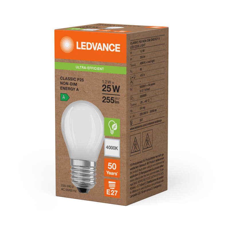 ledvance Mini. b. lamp super-efficient clp 1,2w/840 255lm e27 fr ela