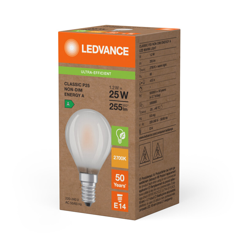ledvance Mini. b. lampa super-efficient clp 1,2w/827 255lm e14 fr ela